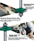 Five Piece Woodworking Router Bit Set With 1 Quarter Inch Shank For Cabinets, Doors, Frames And Molding, Razor Sharp Carbide Cutters For CNC Milling, A Breeze To Use On MDF, Solid Wood, Particle Board, And Plywood. 1/4-inch shank carbide router bit