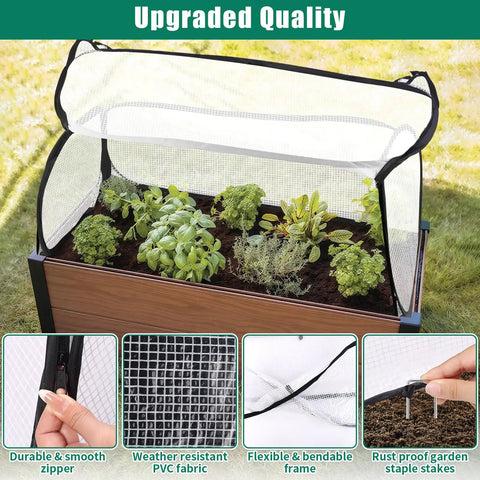 Two Pack Raised Bed Garden Covers 45 Inches Long 22 Inches Wide 16 Inches High Greenhouse Style Freeze Protection for Seedlings Fruits and Vegetables Rows Includes Stakes