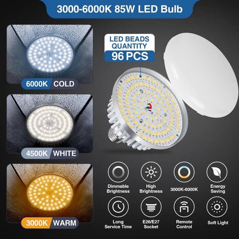 3000-6000K 85W LED bulb, dimmable brightness, remote control, for Pro 16x16 Softbox Lighting Kit With 85W LED Bulbs Remote Control 3000K-6000K