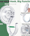 4 Pack Large Suction Cup Hooks For Doors And Windows No Tools No Fuss Wreath Hanger Upgraded 1.9 Inch Diameter Holds Up To 22 Lbs