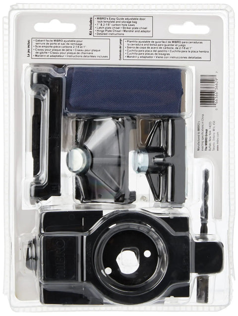 Ultimate Door Lock And Hinge Installation Kit For Wood Doors 366291 in packaging, showing tools and EZ guide template.