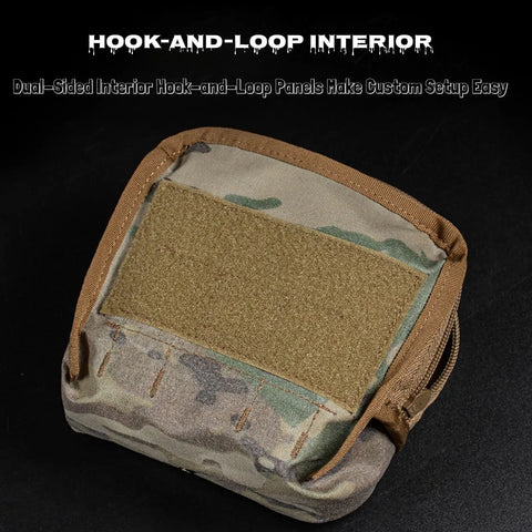 Grabs-And-Go Utility Pouch MOLLE-Compatible Gear Organizer Bag with hook-and-loop interior on black background