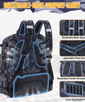 50L Fishing Tackle Backpack With Built In Rod Holder Water Resistant Outdoor Gear with breathable mesh backing and padded straps