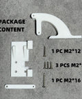 Servo Hinge Kit for SG90 Mini Servos, Hatch Door Mount, White Plastic 3.2x1 Inches, Includes 1 Hinge and 5 Screws displayed