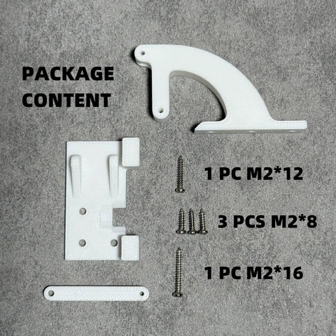 Servo Hinge Kit for SG90 Mini Servos, Hatch Door Mount, White Plastic 3.2x1 Inches, Includes 1 Hinge and 5 Screws displayed