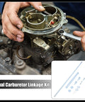 Dual Carburetor Linkage Set Replacement For Barry Grant Carbs With Durable Metal Construction And Hardware, Adjustable Inline Connection To Tie Two Carbs, Perfect For Street Performance, Tuning, And Easy Install. installed on carburetor