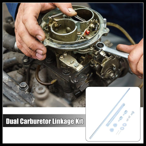 Dual Carburetor Linkage Set Replacement For Barry Grant Carbs With Durable Metal Construction And Hardware, Adjustable Inline Connection To Tie Two Carbs, Perfect For Street Performance, Tuning, And Easy Install. installed on carburetor