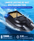 Remote Control Bait Boat For Anglers With Dual Motors And Long Range 546 Yards 12000mAh Battery in water with bait load