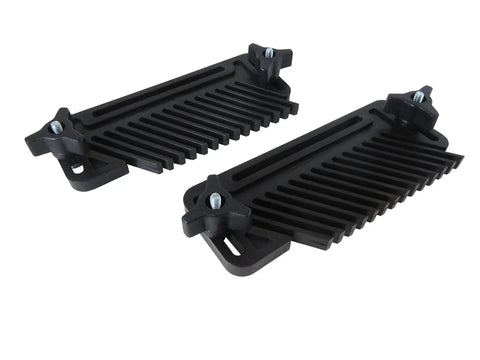 Tough As Nails Uhmw Plastic Featherboard Set Of Two Adjustable Fence Guide for router tables and table saws, black plastic design.