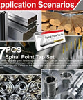 Image of 7 Piece Spiral Point Tap Set M2 to M6 Titanium Coated High Speed Steel 6542 Machine Threading Tools, application scenarios.