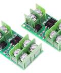 Isolated MOSFET Switch Module Pack Of 2 With High Low Level Trigger For DC Control showing green circuit boards with terminal blocks