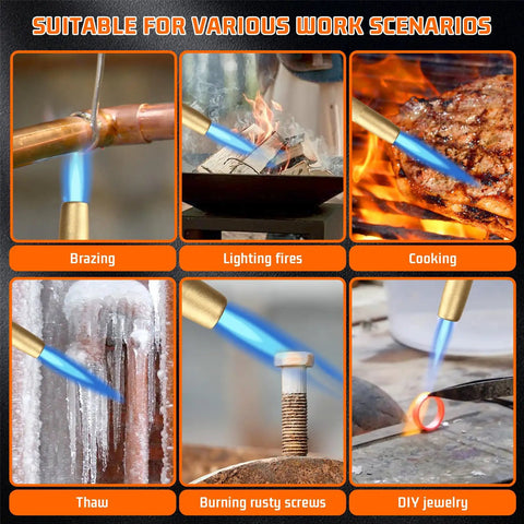 Trigger Start Propane Torch Head For Propane And MAP Gas, Beast Mode High Temperature Flame Up To 2372F used for brazing, cooking, thawing, and DIY tasks