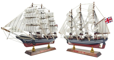 Cutty Sark 1/195 Scale Wooden Model Ship, Fully Assembled Clipper Boat Replica, Handcrafted Basswood Hull With Fabric Sails Display