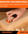 Pro Grade O1 Tool Steel Low Angle Block Plane for Heavy Duty Wood Smoothing and Fine Carpentry Work in use on wood.