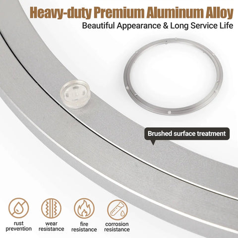 20 Inch Heavy Duty Aluminum Alloy Lazy Susan Turntable Bearing with brushed surface treatment for durability and smooth rotation.