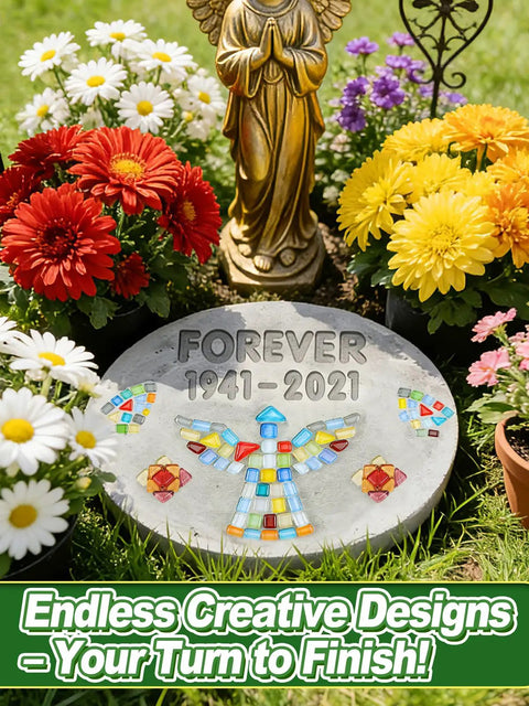 Make Your Own Outdoor Stepping Stones Kit With 3 Sets Of 10 Inch Molds, Mosaic Tiles, Letter And Number Stamps, garden use
