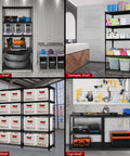 Beefy Heavy Duty Metal 5 Tier Storage Shelves With Adjustable Heights 1650Lb Capacity in garage and domestic settings.