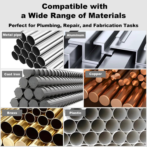 Image showing Beefy Pro Grade Pipe Thread Tap And Die Set compatible with metal pipe, aluminum, cast iron, copper, brass, and plastic.