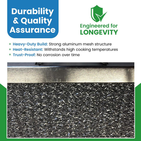 Universal Replacement Range Hood Filter Fits Most Vent Hoods 11.5 X 11.75 X 0.375 Inches Aluminum Air Cleaner with mesh detail