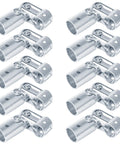 Ten Pack Beefed Up Adjustable Angle Pipe Clamp Connectors For 3/4 Inch EMT Conduit No Sweat Install High Octane Galvanized Steel Brackets displayed.