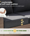 Replacement Outdoor Cushions Set For Patio Furniture, 4 Piece Deep Seat Cushions, Grey, installed on wicker sofa