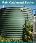 Heavy Duty Workhorse One Half Horsepower 115 Volt Submersible Cistern Effluent Pump beside a rain catchment basin.