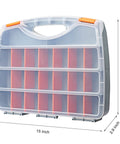 Handy Heavy Duty Hardware Storage Box With Easy Carry Handle And Clear Lid, 21 Adjustable Compartments And 2 Fixed Sections