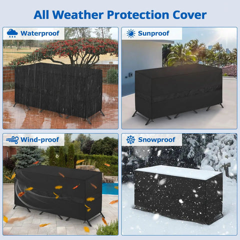 65-Inch Wide By 28-Inch Deep By 30-Inch High Outdoor Bistro Set Cover For Table And Two Chairs Waterproof With Air Vent UV Resistant