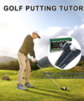 Man using Putting Trainer With Mirror Practice Aid To Align Eyes And Putter Face, Groove And Path For Accurate Starts.