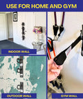 Top Tier Dual Hook Resistance Band Wall Anchor For Sick Home Gym Setups With Heavy Duty Wood Screws Included and Versatile Modular Mount on indoor and outdoor walls.