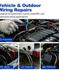 120-Piece Heat Shrink Solder Seal Wire Connectors Kit with Color-Coded 4 Size Set used in automotive, marine, and RV wiring repairs