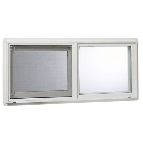 Vinyl Basement Slider Window 32 By 18 Inches White Built Tough With Heavy Duty Welded Sash And Main Frame For Easy Glide Interlocking Design Ideal For New Construction And Remodeling