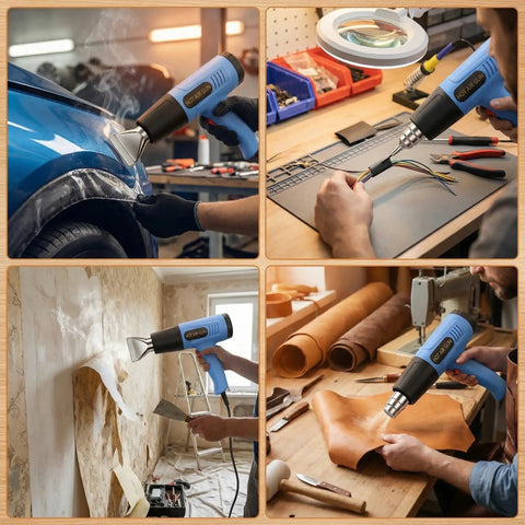 Heat Gun With Dual Temperature 572 To 1112 Fahrenheit, Two Speed, 110 Volt, Four Nozzles, Built-In Overload Protection in use