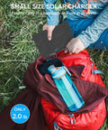 Person placing 30W Portable Solar Panel Charger With All In One Foldable Tri Fold Design USB C And USB A ETFE in red backpack.
