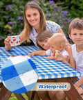 Picnic Table Cover With Bench Covers And Carry Bag, Windproof Outdoor Table Protector With Elastic Edges For Easy Setup And Secure Fit
