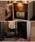20 Lb Smart Biometric Safe With Fingerprint Lock For Quick No Fuss Access And Real Security inside a nightstand and closet