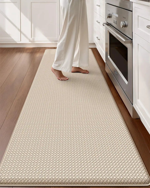 Anti Fatigue Kitchen Mat Runner 24x87 Inches, Easy Clean, Water And Oil Proof, Non Slip Foam Rubber Rug in front of kitchen sink
