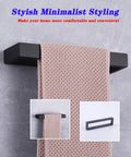 Matte Black SUS304 Stainless Steel Towel Holder Wall Mount, Modern Square Design, Rustproof Finish, HG1706-BK installed in bathroom