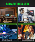 Image showing 12 Channel Professional Audio Mixer For Podcast, Live Sound, And Studio Use With XLR Inputs, Bluetooth, USB Interface, 99 DSP Effects, MP3 Playback, Recording Console For Music, Broadcasting, And Events in studio, webcasting, stage tuning, and song recording environments.