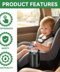 Toddler holding bottle in car seat with 2 Pack Backup Cup Holder For 4Ever DLX Car Seats Dishwasher Safe Single Cup Holder Replacement Part