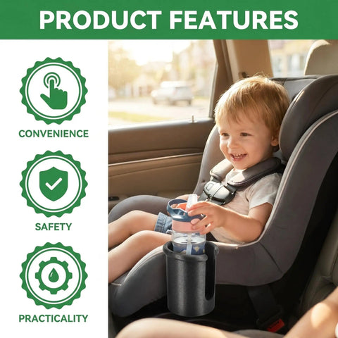 Toddler holding bottle in car seat with 2 Pack Backup Cup Holder For 4Ever DLX Car Seats Dishwasher Safe Single Cup Holder Replacement Part