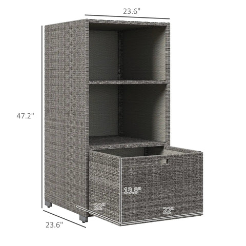 Valet Pool Towel Rack With Waterproof PE Plastic Rattan Wicker Storage Organizer For Indoor Outdoor Pools, Spas, And Hot Tubs