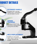 Grab And Go No Fuss All In One Manual Rivet Press Kit For Leather And Fabric Snap Riveter Tool with extended handle and spring pressing