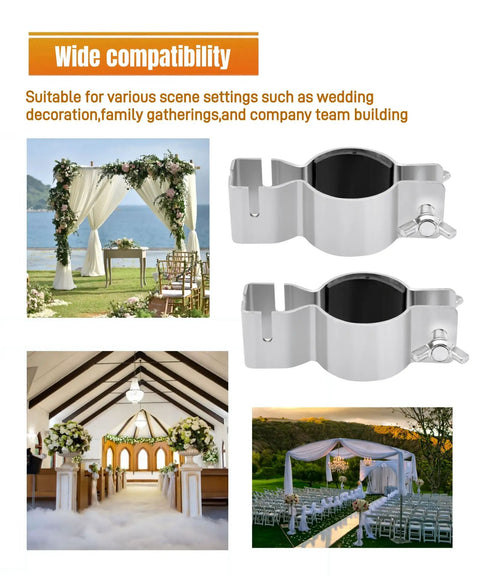 Two Pack Adjustable Upright Clamps For Pipe And Drape Systems Works With 1.5 Inch Or 2 Inch Diameter Brackets Perfect For Weddings Banquets And Event Decor Durable Party Setup Clamps For Hanging Fabrics And Lights