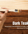 Dark Teak Water Based Wood Stain For Furniture Cabinets Door Trim Fast Drying Non Toxic Low Odor Formula applied with a brush.