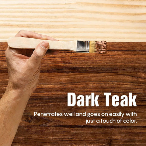 Dark Teak Water Based Wood Stain For Furniture Cabinets Door Trim Fast Drying Non Toxic Low Odor Formula applied with a brush.