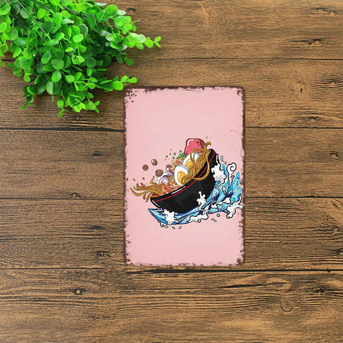 Funny Vintage Metal Sign Ramen Bowl Waves Japanese Tin Sign Poster For Home Room Garage Office Decor 8x12 Inch Durable Aluminum Wall Art With Dope Rustic Retro Charm Perfect Kitchen Bar Space Accent.