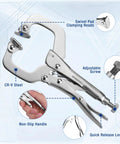 6 Inch Locking C Clamp With Swivel Pads Heavy Duty Adjustable Vise Grip Pliers Welding Clamp features and design.