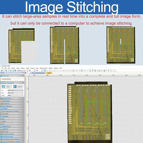 Bright Field And Dark Field Electron Metallographic Microscope With 25MP USB 3 Imaging Camera And Free Pro Grade Image Software For Precise Metallography Analysis image stitching software on computer screen