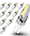 Ten Pack T10 LED RV Interior Bulbs 12V 24V Bright White 6000K 300 Lumens 2W Low Power Replacement For Car Boat Camper Trailer Trunk Dome Map License Backup Lights